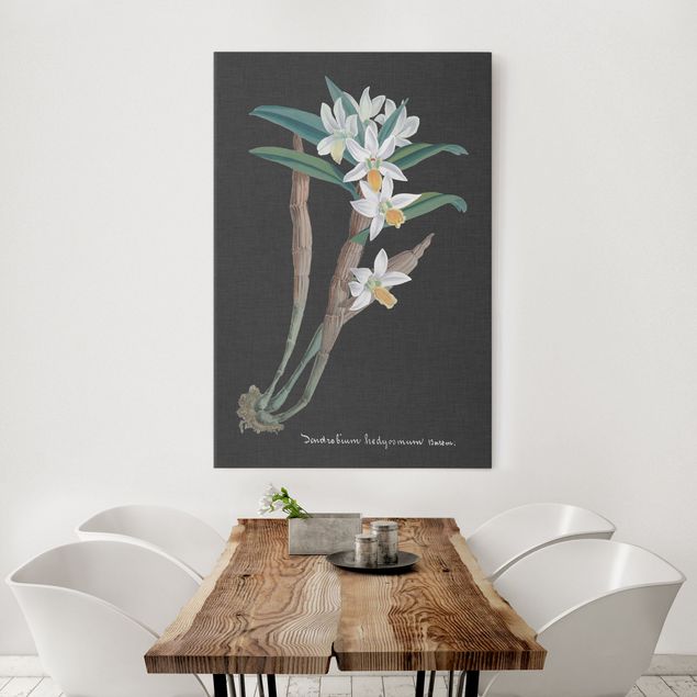 Wandbilder Blumen Weiße Orchidee auf Leinen I