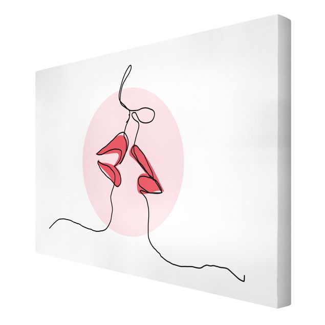 Wandbilder Wohnzimmer modern Lippen Kuss Line Art