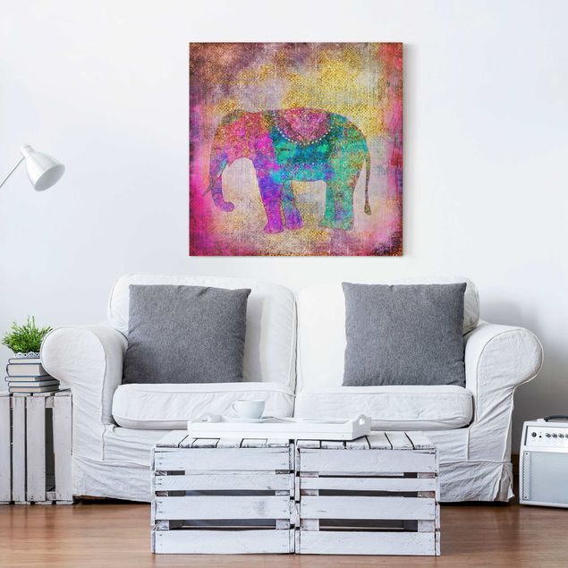 Wandbilder Elefanten Bunte Collage - Indischer Elefant