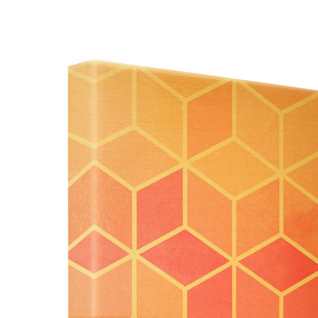 Moderne Leinwandbilder Wohnzimmer Goldene Geometrie - Buntes Pastell