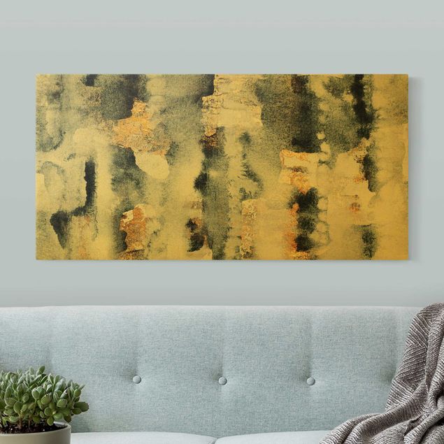 Wandbilder abstrakt Abstraktes Aquarell mit Gold
