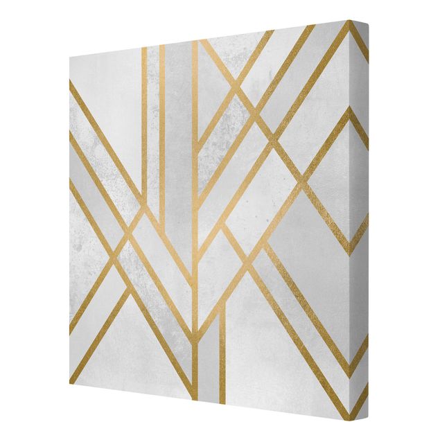 Wandbilder abstrakt Art Deco Geometrie Weiß Gold