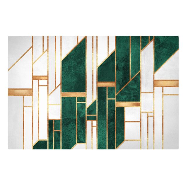 Leinwand Kunstdruck Emerald und Gold Geometrie