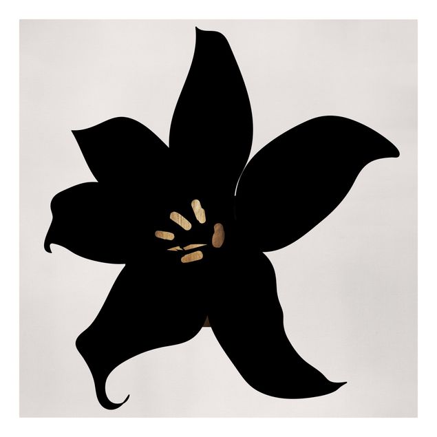 Leinwandbilder Wohnzimmer modern Grafische Pflanzenwelt - Orchidee Schwarz und Gold