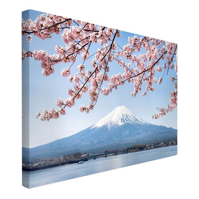 Leinwandbilder Blumen Kirschblüten mit Berg Fuji
