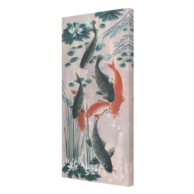 Tierbilder auf Leinwand Asiatische Malerei Kois im Teich II