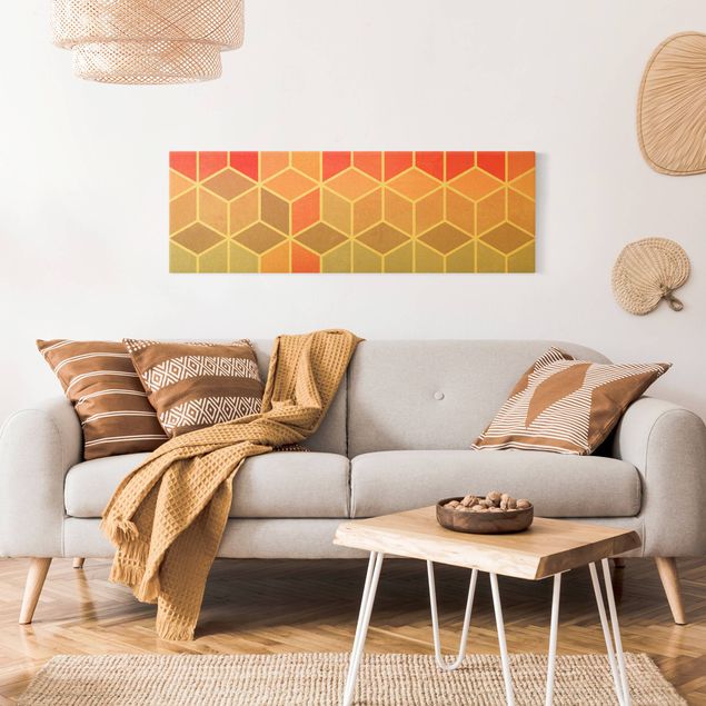 Wandbilder abstrakt Goldene Geometrie - Buntes Pastell