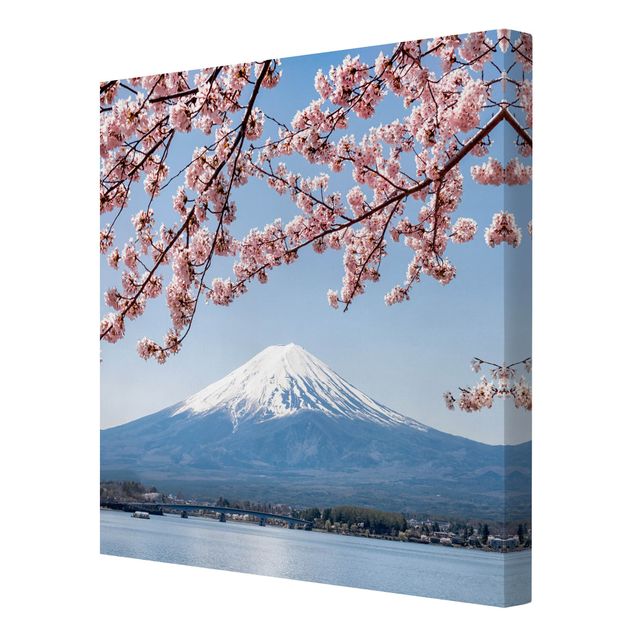 Leinwandbild Kunstdruck Kirschblüten mit Berg Fuji