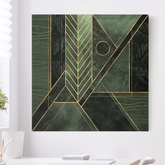 Leinwand Bilder XXL Geometrische Formen Smaragd Gold