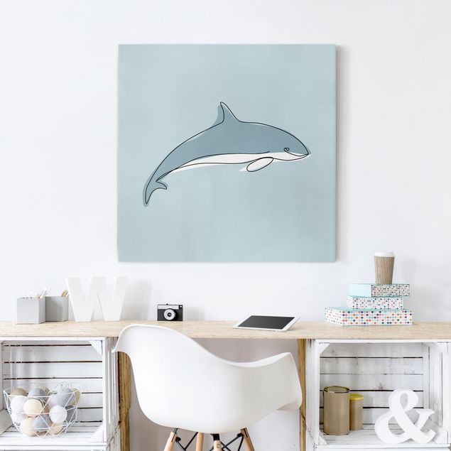 Leinwand Bilder XXL Delfin Line Art