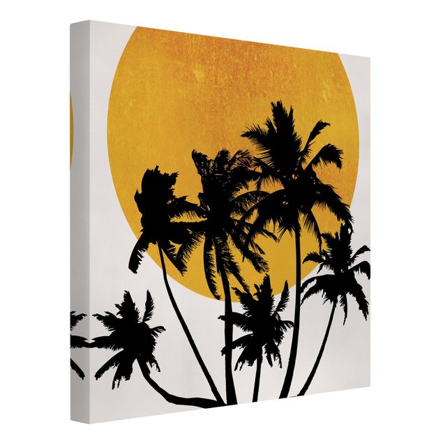 Wandbilder Natur Palmen vor goldener Sonne