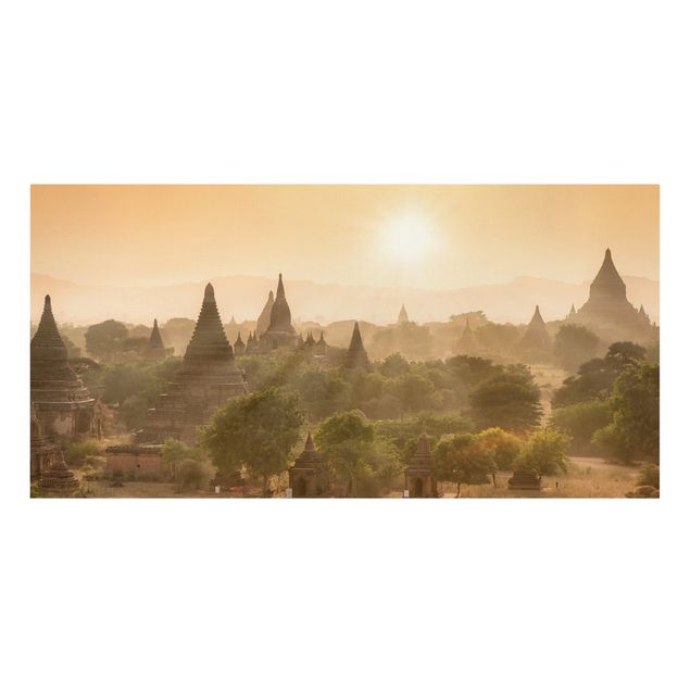 Leinwand Kunstdruck Sonnenuntergang über Bagan