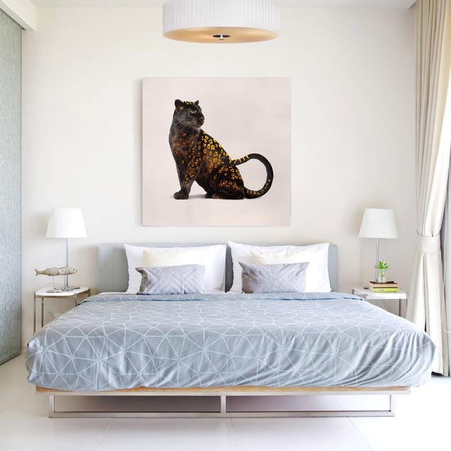 Leinwandbild Kunstdruck Goldener Panther