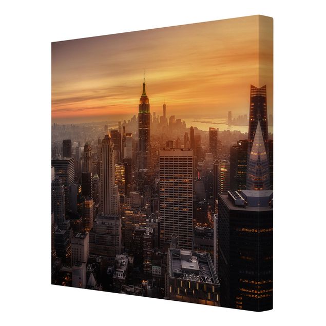 Bilder auf Leinwand Manhattan Skyline Abendstimmung