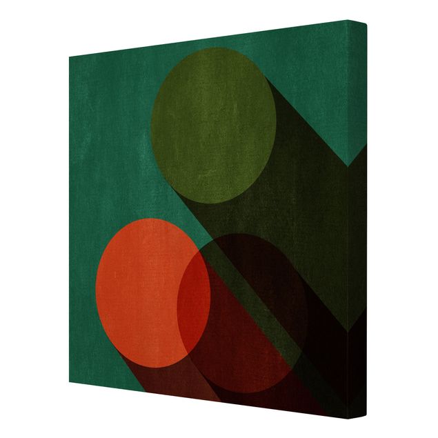 Schöne Leinwandbilder Abstrakte Formen - Kreise in Grün und Rot