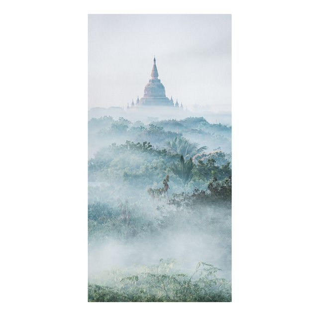 Leinwandbilder Wald Morgennebel über dem Dschungel von Bagan