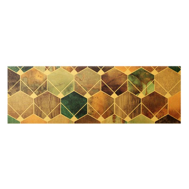 Wandbilder abstrakt Goldene Geometrie - Türkises Art Deco