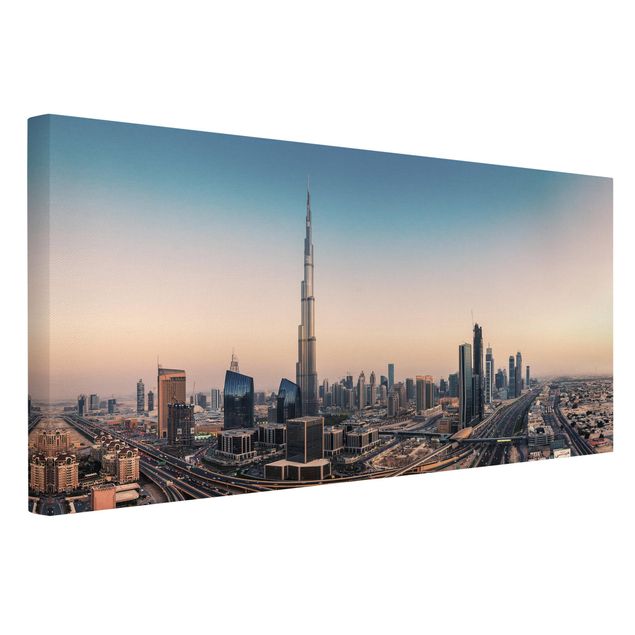 Moderne Leinwandbilder Wohnzimmer Abendstimmung in Dubai