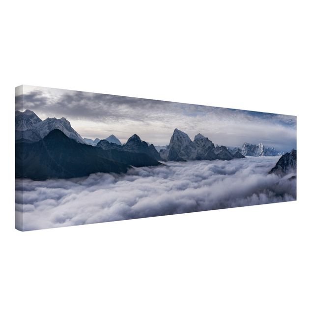 Leinwand Schwarz-Weiß Wolkenmeer im Himalaya