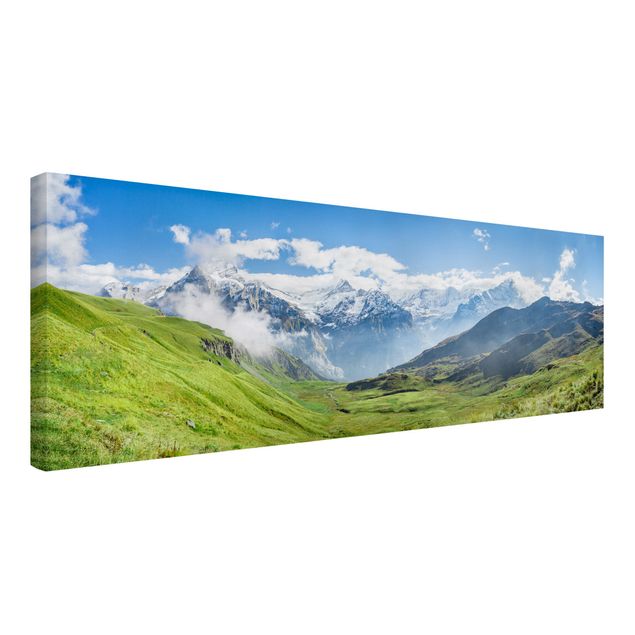 Leinwandbild Kunstdruck Schweizer Alpenpanorama