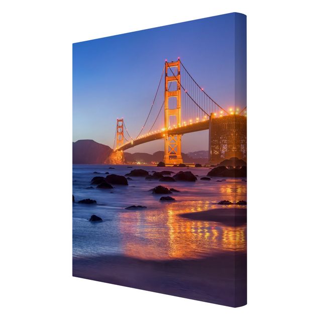 Bilder auf Leinwand Golden Gate Bridge am Abend