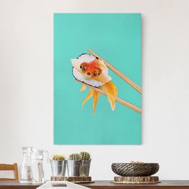 Leinwandbilder XXL Sushi mit Goldfisch