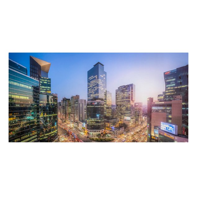 Moderne Leinwandbilder Wohnzimmer Stadtlichter von Gangnam
