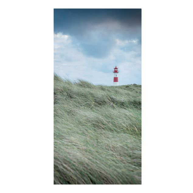 Strand Bild auf Leinwand Stürmische Zeiten am Leuchtturm