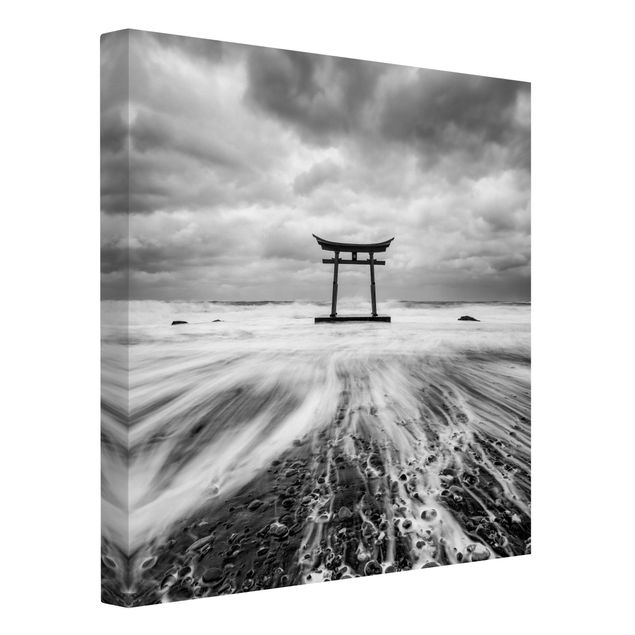 Leinwandbild Kunstdruck Japanisches Torii im Meer