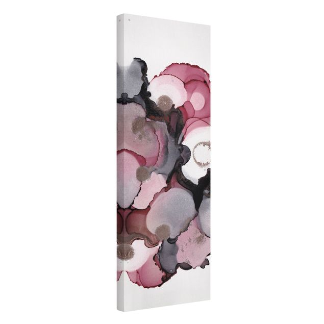 Leinwandbild Kunstdruck Pink-Beige Tropfen mit Roségold