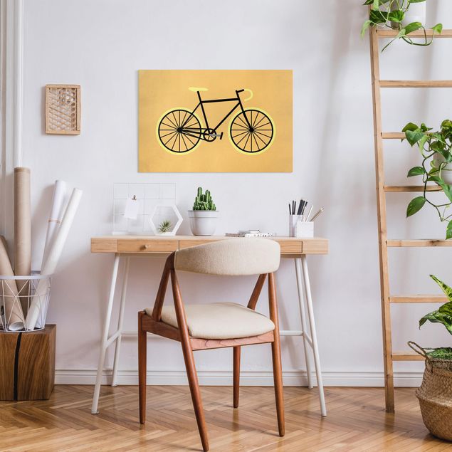 Kunstdrucke auf Leinwand Fahrrad in Gelb