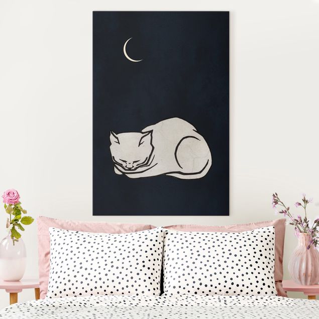 Wandbilder XXL Schlafende Katze Illustration