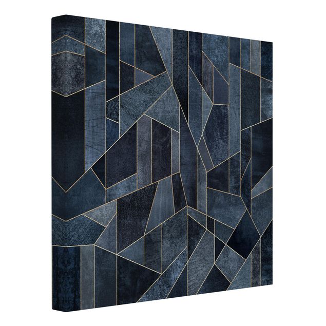 Wandbilder abstrakt Blaue Geometrie Aquarell