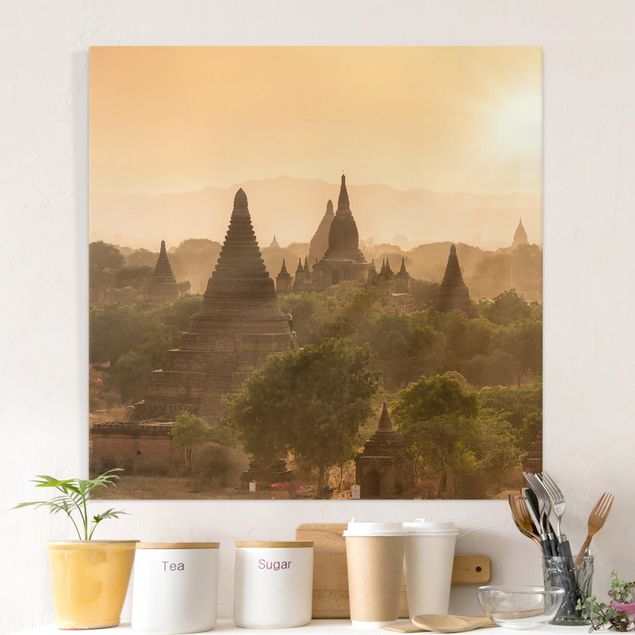 Leinwand Bilder XXL Sonnenuntergang über Bagan
