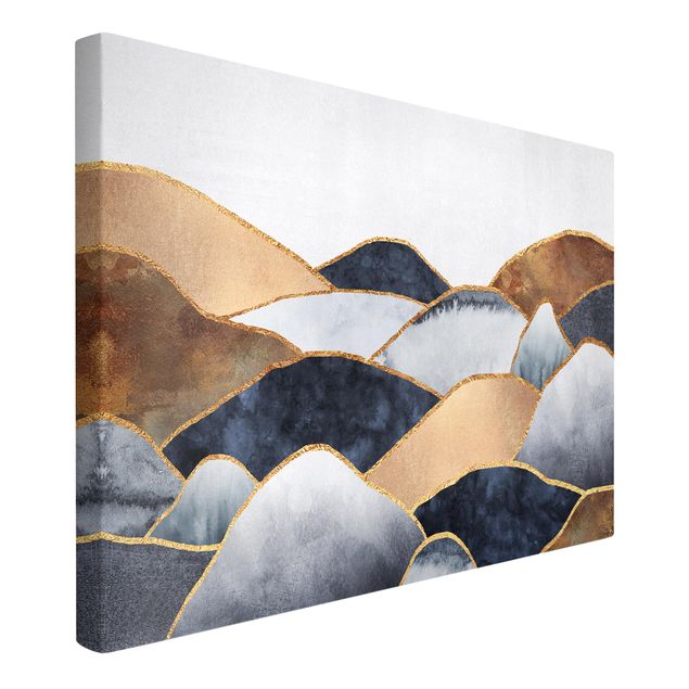 Wandbilder abstrakt Goldene Berge Aquarell