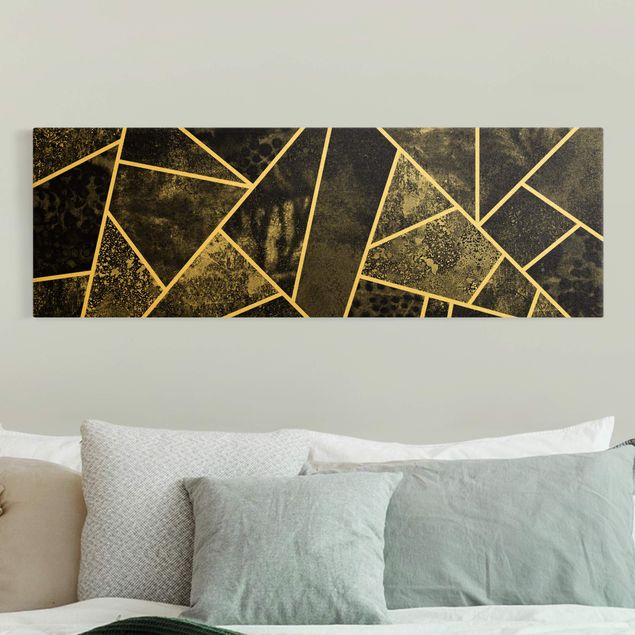 Abstrakte Bilder Goldene Geometrie - Graue Dreiecke