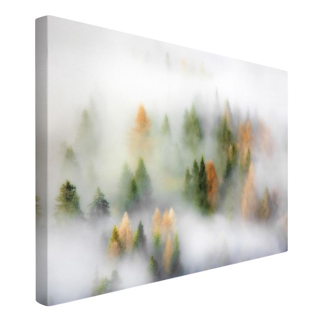 Moderne Leinwandbilder Wohnzimmer Nebelwald im Herbst