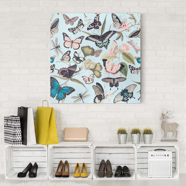 Wandbilder Schmetterlinge Vintage Collage - Schmetterlinge und Libellen