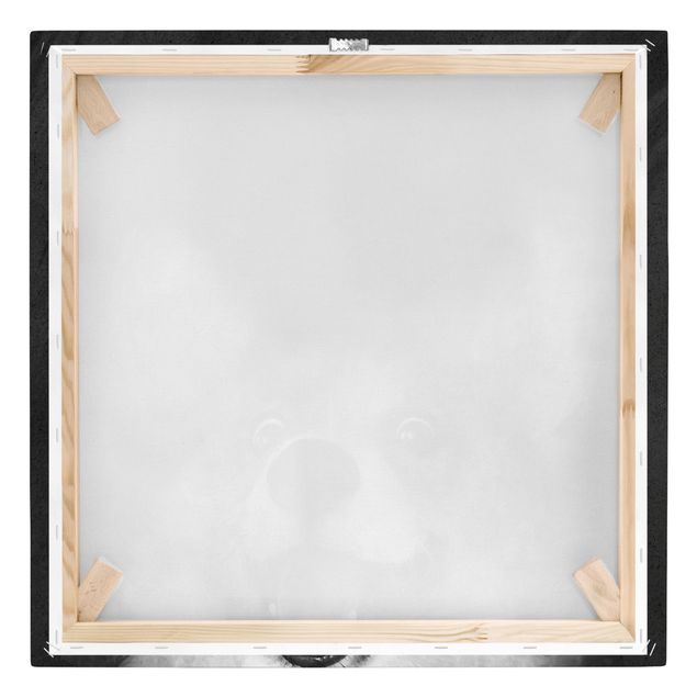 Moderne Leinwandbilder Wohnzimmer Illustration Hund Corgi Malerei Schwarz Weiß