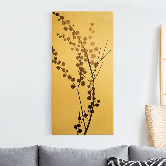 Leinwand Bilder XXL Grafische Pflanzenwelt - Beeren Gold
