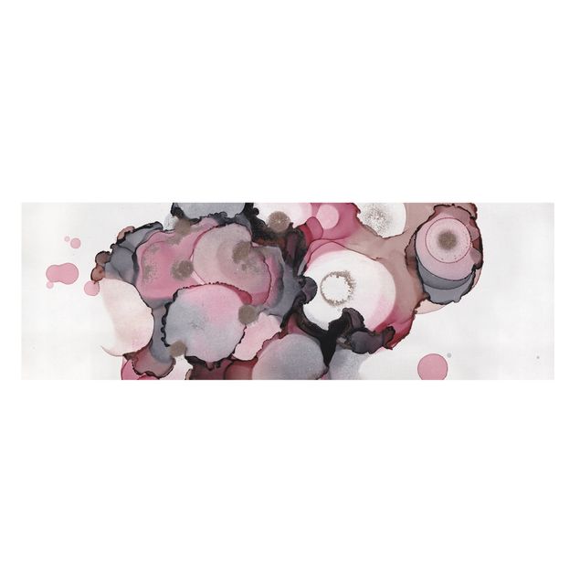 Leinwandbilder Muster Pink-Beige Tropfen mit Roségold