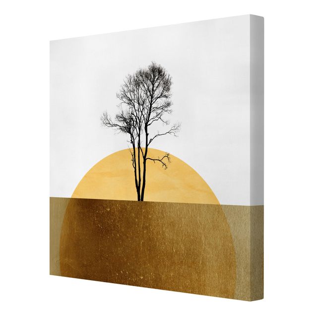 Wandbilder Goldene Sonne mit Baum