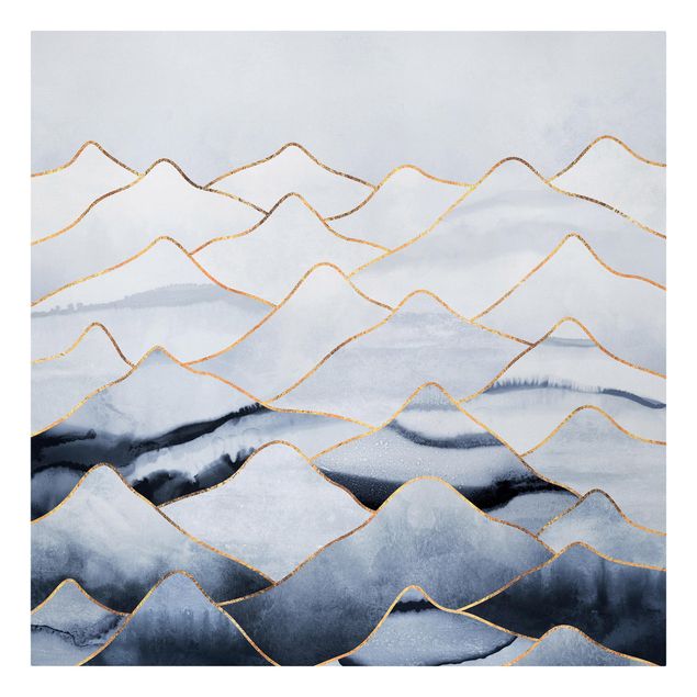 Wandbilder abstrakt Aquarell Berge Weiß Gold