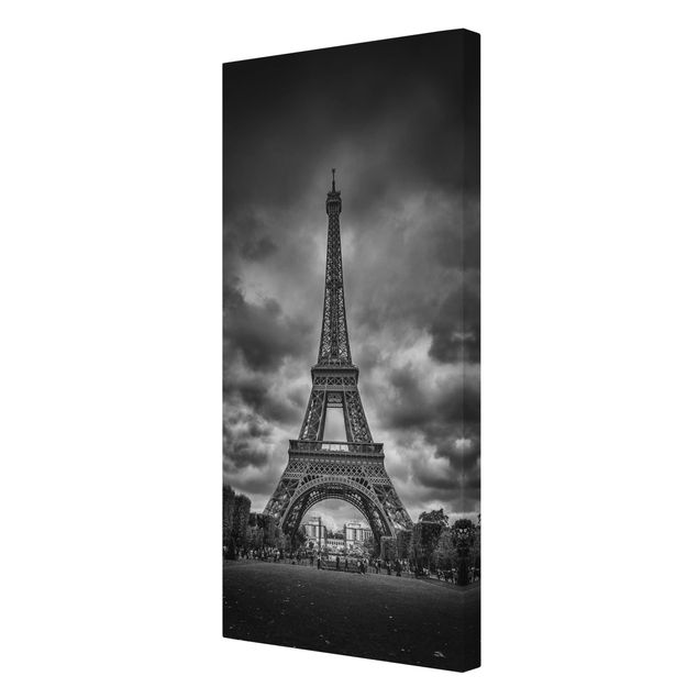 Bilder für die Wand Eiffelturm vor Wolken schwarz-weiß