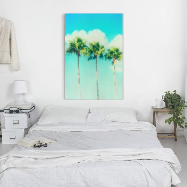 Wandbilder Natur Palmen vor Himmel Blau