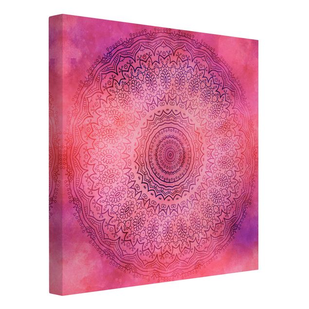 Leinwandbilder Wohnzimmer modern Aquarell Mandala Pink Violett