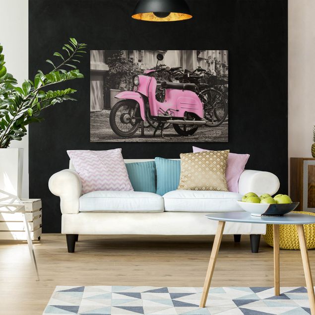 Moderne Leinwandbilder Wohnzimmer Pinker Roller