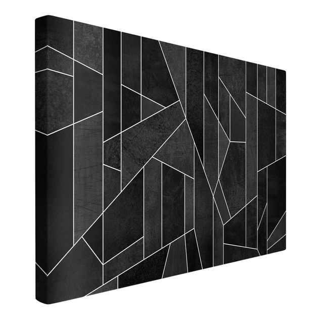 Abstrakte Leinwandbilder Schwarz Weiß Geometrie Aquarell