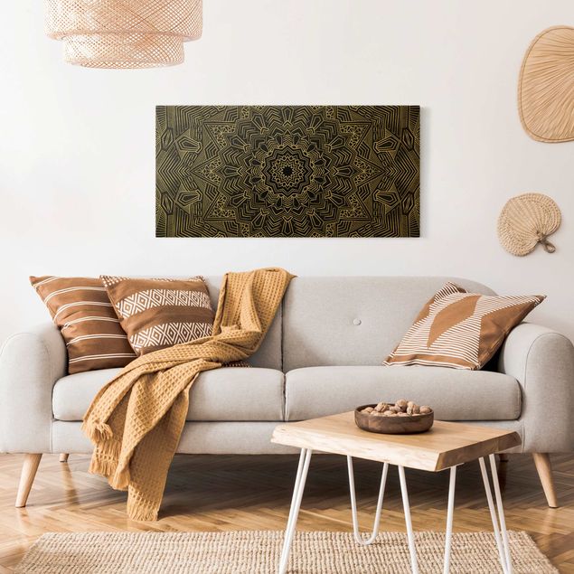 Leinwandbilder Wohnzimmer modern Mandala Stern Muster silber schwarz