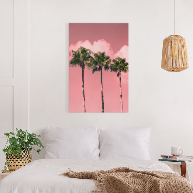 Leinwandbilder Landschaft Palmen vor Himmel Rosa